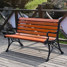 Panchina Giardino Terrazza Panche per Tempo Libero All'aperto, Panca da Esterno Resistente Aintemperie con Struttura Ghisa e Legno Massello Anticorrosivo, Panchine Decorative retrò per Portici Prati