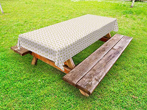 ABAKUHAUS Cachi Tovaglia da Esterno, Semplicistiche Palle da Tennis, Tovaglia da Picnic Lavabile Decorativa, 145 cm x 265 cm, Baby Pink e Kaki