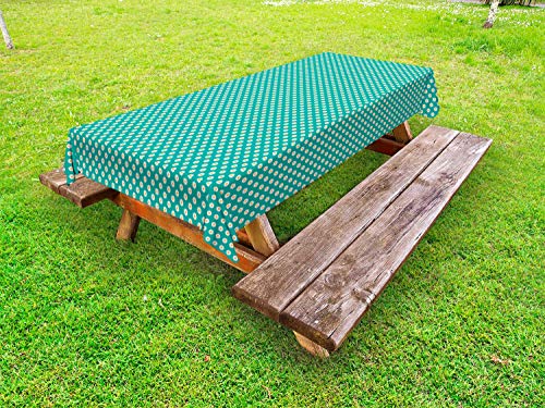 ABAKUHAUS Camomilla Tovaglia da Esterno, Semplice Margherita Motivi Art, Tovaglia da Picnic Lavabile Decorativa, 145 cm x 305 cm, Scuro Seafoam Marigold