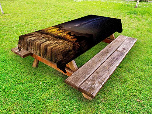 ABAKUHAUS Wyoming Tovaglia da Esterno, Via Lattea Pioppi e Tetons, Tovaglia da Picnic Lavabile Decorativa, 145 cm x 210 cm, Multicolore
