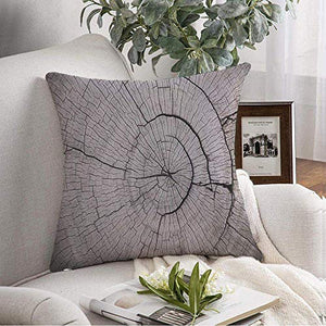 Kris.D Superficie Decorativa Copertura del Cuscino di tiro Marrone Invecchiato Astratto Vecchio Ceppo di Albero Cerchio Tavolo in Legno Massiccio Tavolo Circolare Rovere Croce Taglio 18x18 Pollici