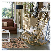 XinQing-Sedia a Dondolo Naturale Real Rattan Sedia a Dondolo reclinabile Intrecciata a Mano in Tessuto a Mano Balcone Giardino Spiaggia Salotto 100x75x97cm