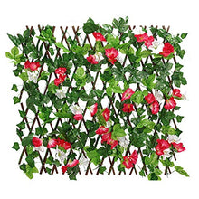 Recinzione da giardino, recinzione a traliccio retrattile espandibile, siepe in legno con foglie di fiori artificiali, decorazione da giardino, traliccio per la privacy, cortile, casa, balcone, verde