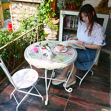 household items 3 Pezzi di Balcone taverna Set Balcone Esterno Combinazione Tavolo e Sedia per Il Tempo Libero, 1 Tavolo in Metallo e 2 sedie Pieghevoli da Giardino, per Camera da Letto/Studio/Villa