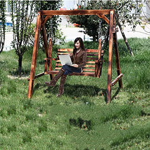 ANBO Sedia A Dondolo in Legno per Veranda, Aliante da Esterno con Supporto | Divanetto Altalena Portico in Legno per Giardino Esterno E Terrazza