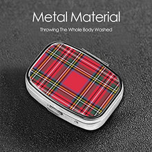 Scatola quadrata per pillole, scatola per medicine, colore rosso e verde, motivo tartan