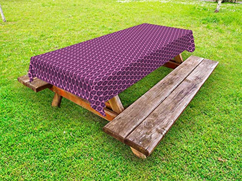 ABAKUHAUS Astratto Tovaglia da Esterno, Retro Raindrops Shadows, Tovaglia da Picnic Lavabile Decorativa, 145 cm x 210 cm, Rosa e Dark Magenta