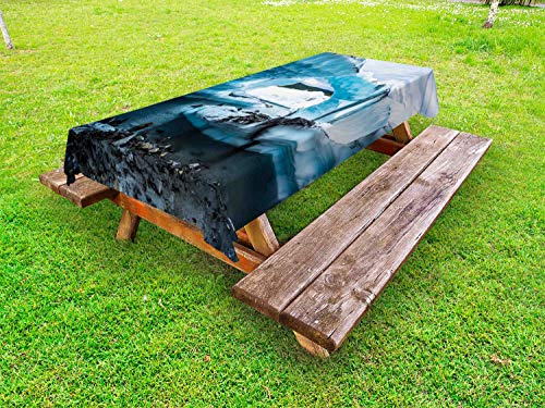 ABAKUHAUS Ice Berg Tovaglia da Esterno, Matanuska Glacier Fiume, Tovaglia da Picnic Lavabile Decorativa, 145 cm x 305 cm, Aqua Pallido Purpleblue