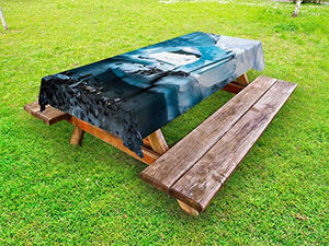 ABAKUHAUS Ice Berg Tovaglia da Esterno, Matanuska Glacier Fiume, Tovaglia da Picnic Lavabile Decorativa, 145 cm x 265 cm, Aqua Pallido Purpleblue
