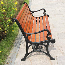 Panchina da patio Panchine portico giardino terrazza, Panchina in ghisa metallica da cortile Seduta anticorrosiva in legno massello, Con braccioli e schienale, Mobili da giardino per prato del corti