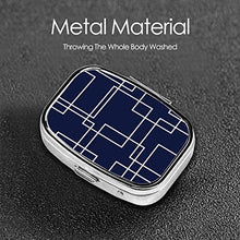 Scatola quadrata per pillole medicinali moderna blu navy e bianco geometrico moda pillola organizzatore viaggio pillola caso dispenser per vitamine integratori