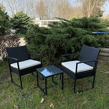 REDI GROUP Set da Giardino 2 Poltrone + Tavolino, Rattan Nero Intrecciato a Mano, Cuscini Ecrù, 3 Pz Mobili da Esterno per Balcone, Giardino, Bar, Ristorante