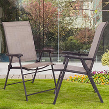 COSTWAY Set di 2 Sedie Pieghevoli da Giardino, Sedie da Esterno Ergonomiche, per Cortile Piscina e Giardino, Marrone