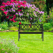 Relaxdays, Nero Panca da Giardino in Metallo, 2 Posti, Resistente, Panchina da Balcone HxLxP 81 x 127 x 56 cm