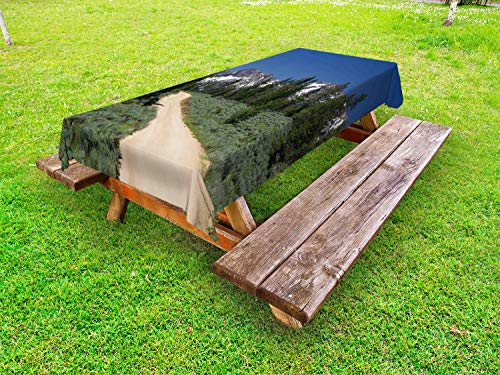 ABAKUHAUS Idaho Tovaglia da Esterno, Foto di Pastorale Foothill, Tovaglia da Picnic Lavabile Decorativa, 145 cm x 265 cm, Azzurro Blu e Verde reseda