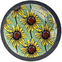 Fioritura dipinta del modello dei girasoli Pomelli per Porta Set di 4 Pomelli per Mobili Manopole per Cassetti Cucina Armadio Vetro