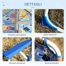Outsunny Sedia Pieghevole per Bambini con Ombrello Parasole per Giardino Spiaggia Campeggio, 44.5x43x64.5cm
