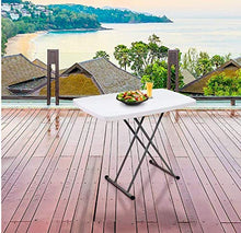 Tavolo Compatto E Pieghevole, Tavolo Pieghevole Regolabile, 76 x 50 x 51/63/74 cm, Bianco, Materiale: Acciaio, Superficie superiore: 76 x 50 cm