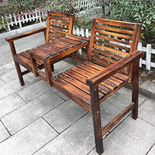 Panca Per Terrazza da Giardino All'aperto, Combinazione Di Tavolo E Sedia Per Balcone A Doppio Sedile In Legno Massello Anticorrosivo,Panchina Con Schienale, Tavolo Con Foro Per Ombrellone,Per Porti