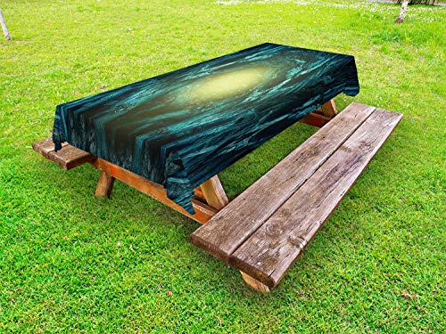 ABAKUHAUS Foresta oscura Tovaglia da Esterno, Verde giallastro Fascio, Tovaglia da Picnic Lavabile Decorativa, 145 cm x 210 cm, Seafoam e Grigio