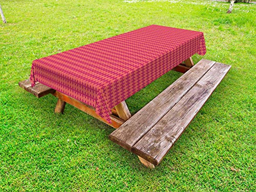 ABAKUHAUS Quadrifoglio Tovaglia da Esterno, Vivid Lattice, Tovaglia da Picnic Lavabile Decorativa, 145 cm x 305 cm, Salmon Magenta