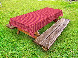 ABAKUHAUS Quadrifoglio Tovaglia da Esterno, Vivid Lattice, Tovaglia da Picnic Lavabile Decorativa, 145 cm x 305 cm, Salmon Magenta
