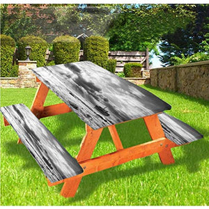 LEWIS FRANKLIN Tenda da doccia naufragio, tavolo da picnic e panchina, tovaglia con bordo elastico in rovina, 60 x 170 cm, set da 3 pezzi per tavolo pieghevole