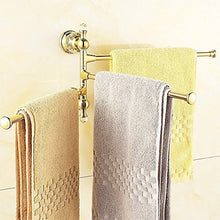CASEWIND, lussuoso portasciugamani da parete con 4 bracci girevoli, in lega metallica con finitura lucida color oro, accessorio da bagno in stile europeo, gold, Drehbare 3 Handtuchstange