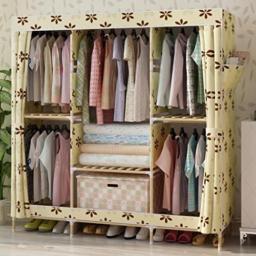 LyMei Armadio Solido Armadio Semplice Assemblaggio Guardaroba Armadio Pieghevole in Legno Oxford Rivestimento in Tessuto Lavabile,B_150*46 * 170CM