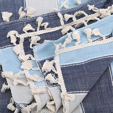 Weisin Dining Table Cloth Blue Spliced Stripe Tassel Tablecloth Decorative Home Accessory,Blu Navy