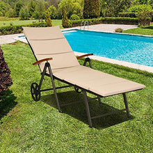 KJGHJ Sedia pieghevole per piscina all'aperto in alluminio rattan sedia reclinabile con ruote