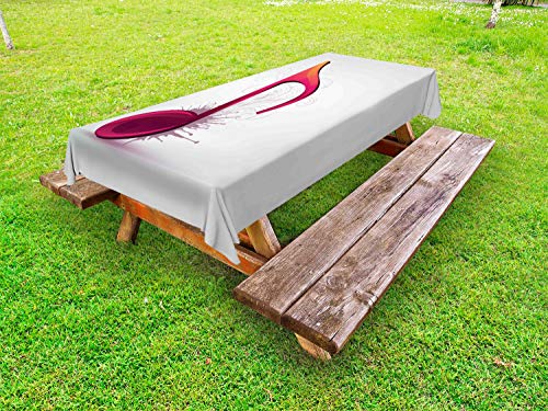 ABAKUHAUS Nota Musicale Tovaglia da Esterno, Fiorisce Singola Nota, Tovaglia da Picnic Lavabile Decorativa, 145 cm x 265 cm, Maroon Albicocca