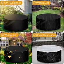 HSGAV Copertura per Mobili da Esterno, Coperture Rotondo da Giardino, Tavolo da Pranzo Rotondo Impermeabile e Resistente Ai Raggi UV e Set di Sedie con Coulisse 420D Oxford, Nero,73x43in
