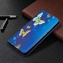 Miagon Wallet Folio Flip PU Leather Case for Samsung Galaxy S21 Ultra,Creative Painted Design Full-Body Protective Cover Card Holder Kickstand Magnetic,Gold Butterfly