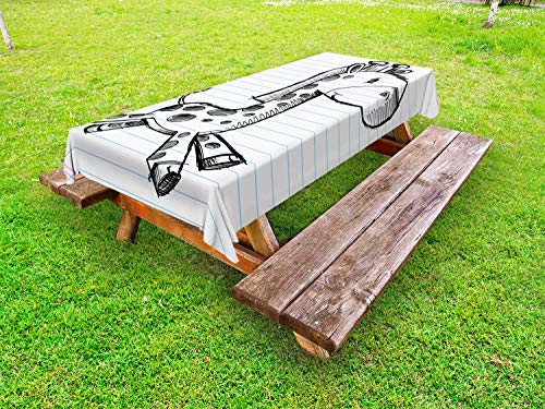 ABAKUHAUS Sketch Art Tovaglia da Esterno, Childish Giraffe Disegno, Tovaglia da Picnic Lavabile Decorativa, 145 cm x 210 cm, Charcoal Grigio Multicolore