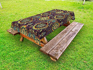 ABAKUHAUS giacobino Tovaglia da Esterno, Botanico Composizione Art, Tovaglia da Picnic Lavabile Decorativa, 145 cm x 265 cm, Charcoal Grigio Multicolore