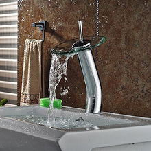 nchant - Rubinetto miscelatore a cascata in vetro per lavabo, stile contemporaneo, cromato lucido