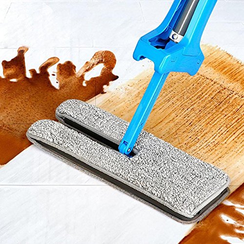 WAMSY Mop Mop Autoportante Bifacciale Piatto Telescopico Comodo Manico Mop Strumento di Pulizia del Pavimento per Cucina Soggiorno