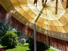 Maffei Art 7 TULUM, ombrellone rotondo diametro cm 200, ricoperto con rafia 3 colori, Made in Italy