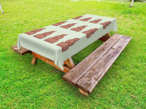 ABAKUHAUS Poop Emoticon Tovaglia da Esterno, Emozioni, Tovaglia da Picnic Lavabile Decorativa, 145 cm x 305 cm, Verde Cioccolato