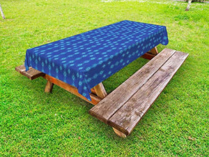 ABAKUHAUS Boemo Tovaglia da Esterno, Ornato Folcloristico Motivi, Tovaglia da Picnic Lavabile Decorativa, 145 cm x 265 cm, Cobalt Blue Aqua