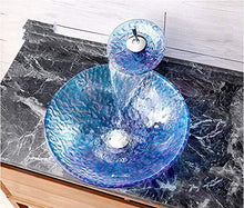 LLLKKK - Lavabo da bagno con lavabo da bagno e vasca, in vetro trasparente, con set di scarico pop-up, colore: arancione, blu