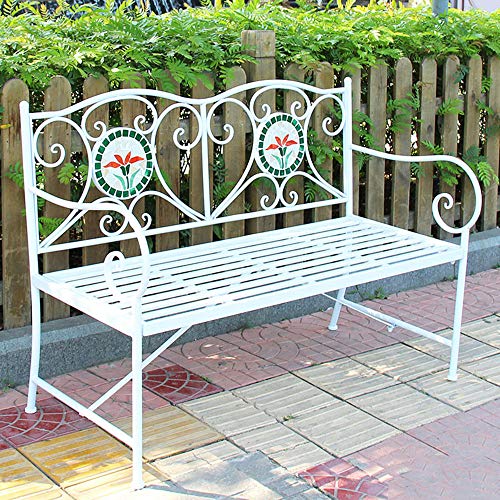 outdoor furniture Panchina 3 posti, panchina da Esterno panchina intagliata in Metallo per Il Tempo Libero da terrazza, panchina Lunga con braccioli e Schienale, Adatta per Prato, Veranda