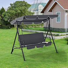 [en.casa] Dondolo da Giardino a 3 Posti di Seduta con Tettuccio Parasole Inclinabile e Rimovibile 172 x 112 x 152 cm Struttura in Acciaio Tessuto Idrorepellente - Grigio Scuro