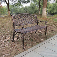Panchina da giardino in metallo Panchina da giardino per il tempo libero, panchine da patio in alluminio pressofuso resistente alle intemperie, panchina da cortile retrò con schienale e corrimano,