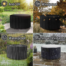 HSGAV Copertura Tavolo Esterno Rotondo Copertura per Mobili Giardino Impermeabile Telo Protettivo per Tavolo e Sedie Esterni Resistente alla Polvere e Ai Raggi UV 420D Oxford Nero,86" D x 37" H