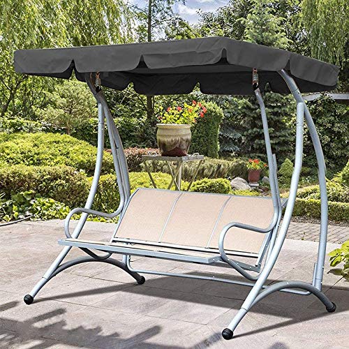 CTEJ Copertura di Ricambio per Baldacchino Altalena Tendalino per Sedia A Dondolo per Veranda Patio Giardino,Nero,195 * 125 * 15cm