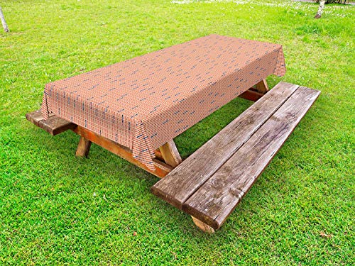 ABAKUHAUS Astratto Tovaglia da Esterno, Motivo Bicolore Moderna, Tovaglia da Picnic Lavabile Decorativa, 145 cm x 210 cm, Indigo Terra di Siena bruciata