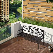 LXLH Panca da Giardino Sedile Mobili da Esterno Panchina da Giardino da 59 Pollici con terrazza, con Tavolo Centrale Estraibile Tavoli e sedie antiruggine in Metallo, Panca per Il Tempo Libero da
