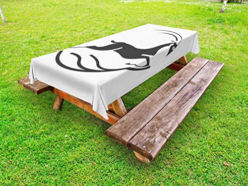 ABAKUHAUS Antilope Tovaglia da Esterno, Moderna Monotono Animal Art, Tovaglia da Picnic Lavabile Decorativa, 145 cm x 210 cm, Blu Scuro Grigio Bianco
